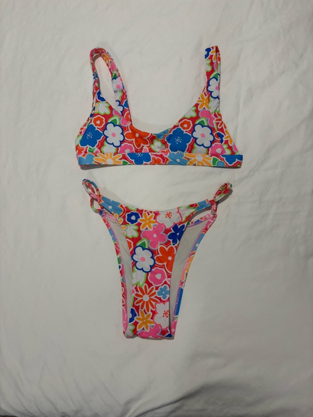OneOne SwimFloral Print Scoop Bikini Top and High-Cut Bottoms
